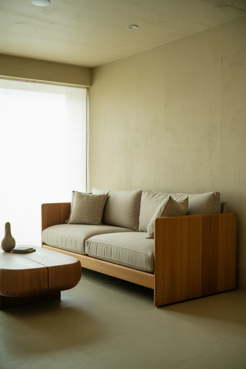 Japandi Living Room with Wood Accents