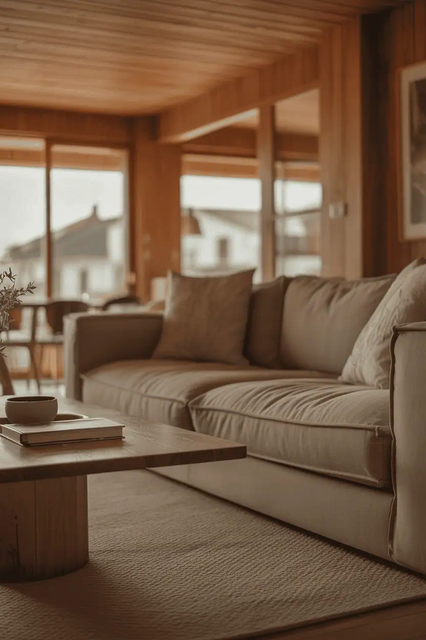 Warm Natural Wood Living Room Ideas