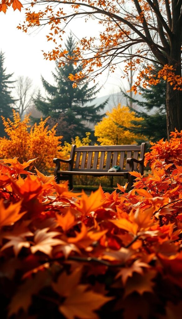 A cozy, well-lit autumn scene, captured through a wide-angle lens. In the foreground, a collection of vibrant fall foliage - rich oranges, deep reds, and golden yellows, illuminated by warm, soft lighting. The middle ground features a rustic wooden bench, invitingly placed amidst the colorful leaves. In the background, a blend of deciduous and evergreen trees, their branches stretching towards a hazy, overcast sky, creating a sense of depth and atmosphere. The overall mood is one of welcoming comfort and the gentle embrace of the changing seasons, perfect for setting the tone for DIY fall home decor projects. A cozy, well-lit autumn scene, captured through a wide-angle lens. In the foreground, a collection of vibrant fall foliage - rich oranges, deep reds, and golden yellows, illuminated by warm, soft lighting. The middle ground features a rustic wooden bench, invitingly placed amidst the colorful leaves. In the background, a blend of deciduous and evergreen trees, their branches stretching towards a hazy, overcast sky, creating a sense of depth and atmosphere. The overall mood is one of welcoming comfort and the gentle embrace of the changing seasons, perfect for setting the tone for DIY fall home decor projects.