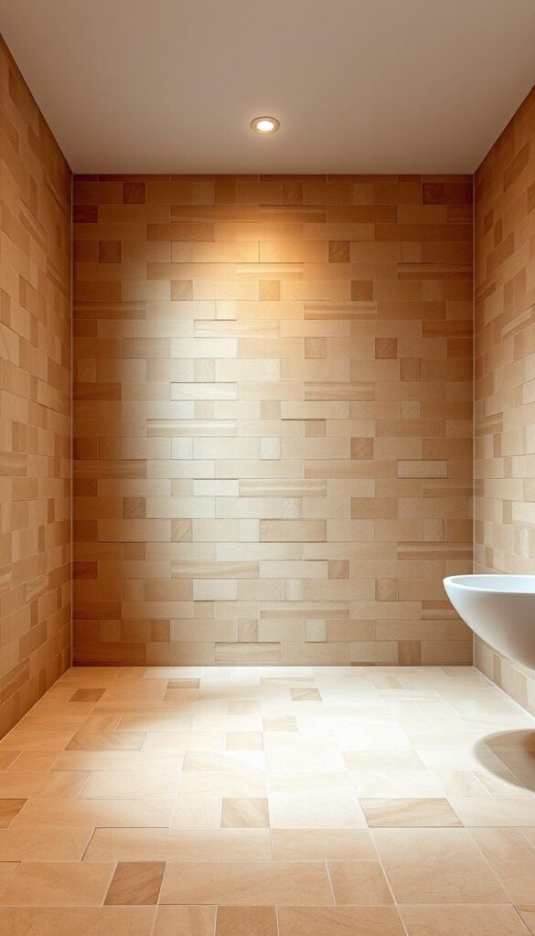 A well-lit, spacious bathroom with an array of high-quality ceramic tiles covering the walls and floor. The tiles feature a subtle, uniform pattern in a warm, earthy color palette, creating a classic and timeless aesthetic. The lighting is soft and diffused, gently illuminating the room and highlighting the textural details of the tiles. The camera angle captures the tiles from a mid-level perspective, showcasing their elegant and cohesive design. The overall atmosphere is one of comfort, cleanliness, and understated sophistication, perfectly suited for a relaxing and rejuvenating bathroom experience. A well-lit, spacious bathroom with an array of high-quality ceramic tiles covering the walls and floor. The tiles feature a subtle, uniform pattern in a warm, earthy color palette, creating a classic and timeless aesthetic. The lighting is soft and diffused, gently illuminating the room and highlighting the textural details of the tiles. The camera angle captures the tiles from a mid-level perspective, showcasing their elegant and cohesive design. The overall atmosphere is one of comfort, cleanliness, and understated sophistication, perfectly suited for a relaxing and rejuvenating bathroom experience.