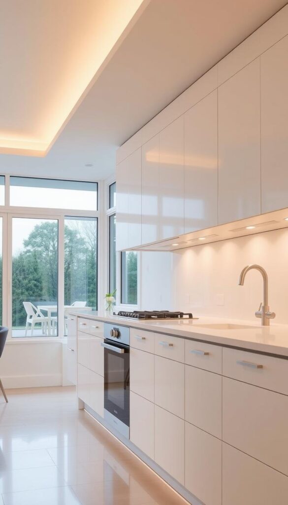 Contemporary cabinetry in a minimalist kitchen