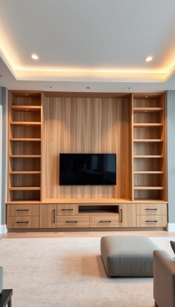 Custom living room cabinetry entertainment center