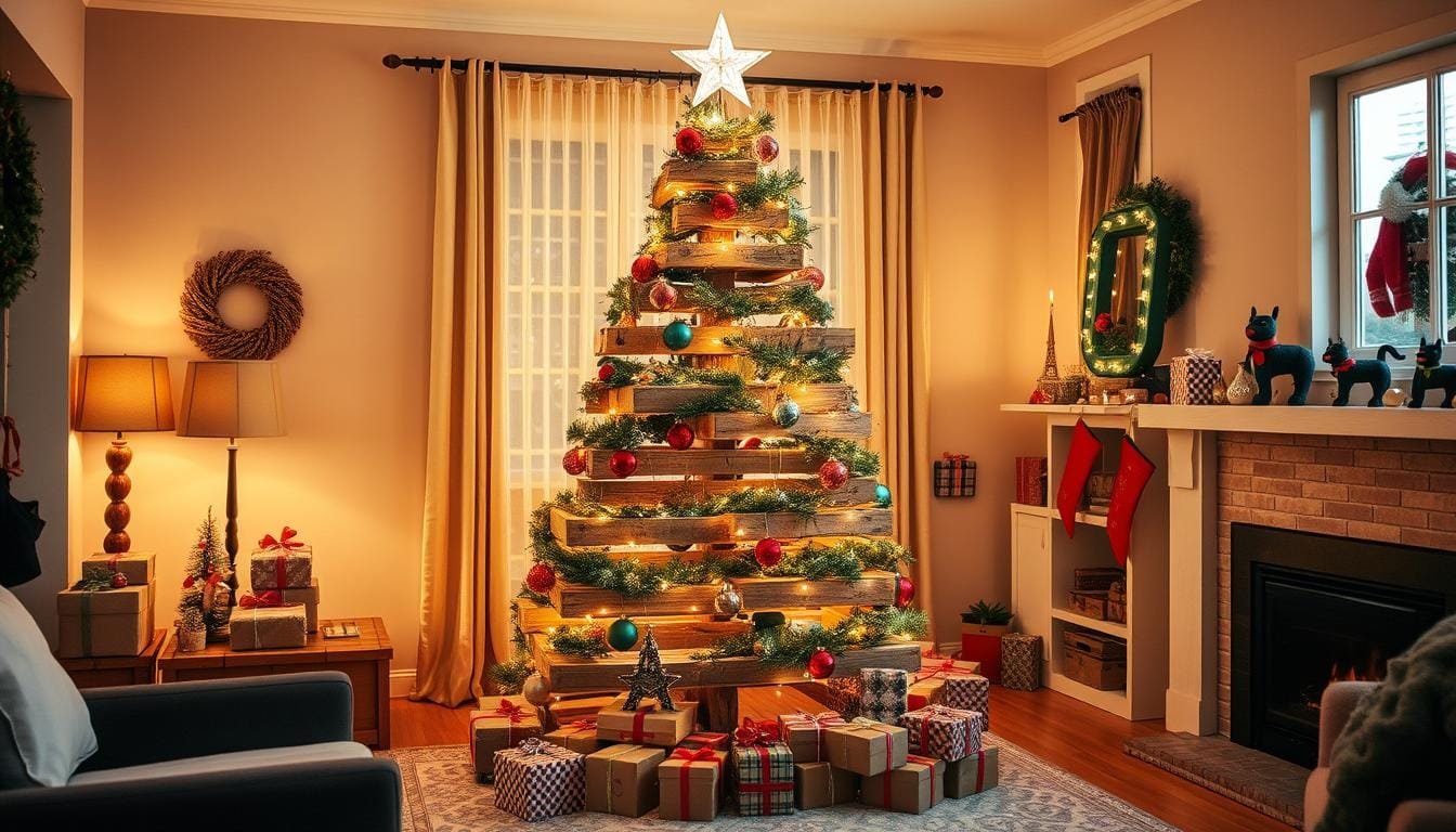 DIY Wooden Christmas Tree Using Pallets