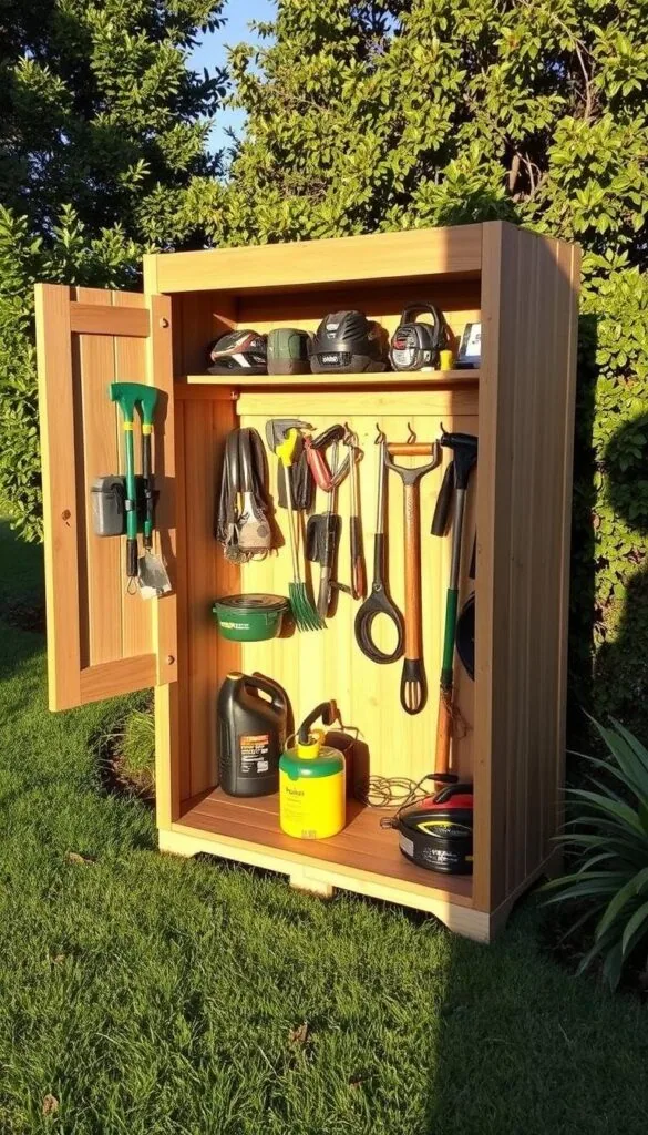 DIY outdoor tool storage cabinet
