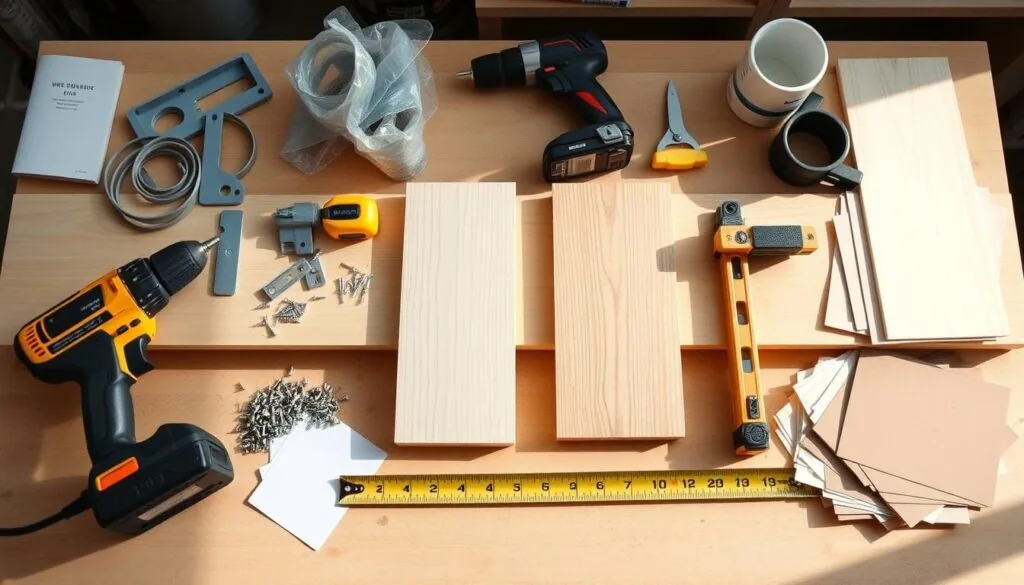DIY shelving unit materials