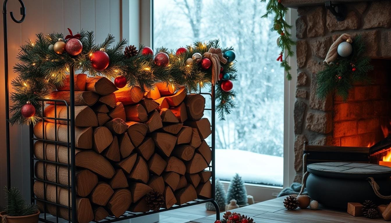 Firewood Rack with a Holiday Twist