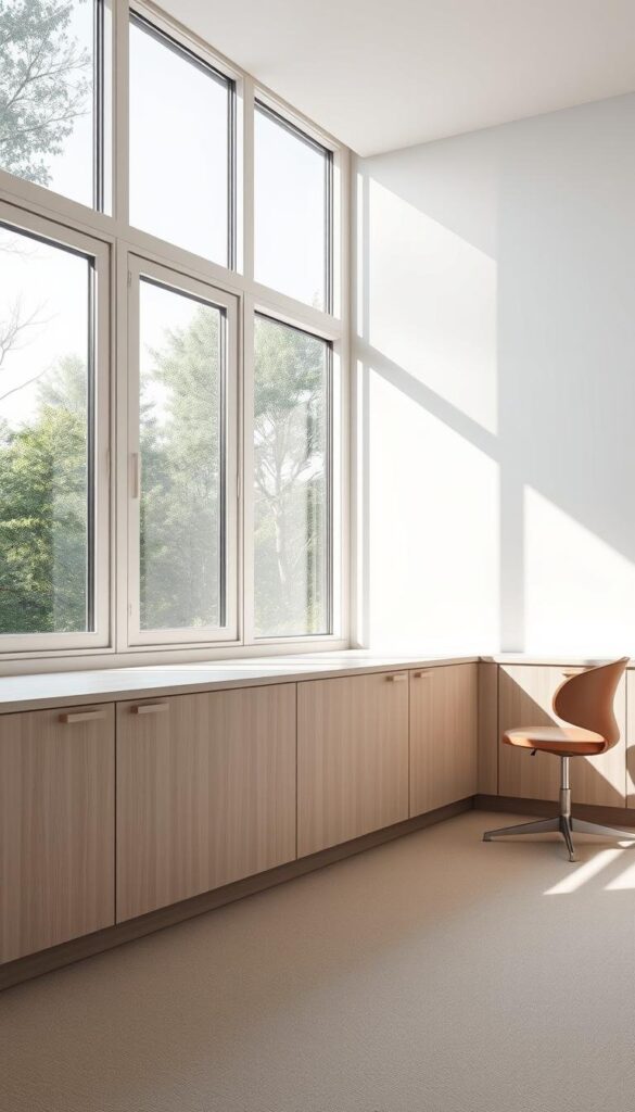 Home Office Minimalist Cabinets in neutral tones