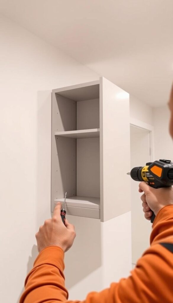 Installing wall mounted storage