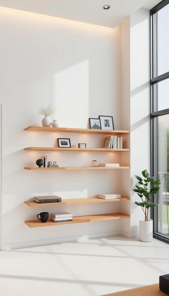 Maintaining minimalist home organization with modern wall storage