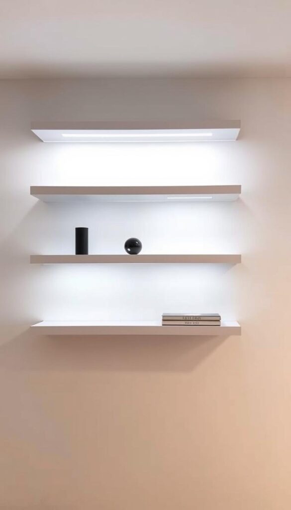 Minimalistic wall shelves in modern design