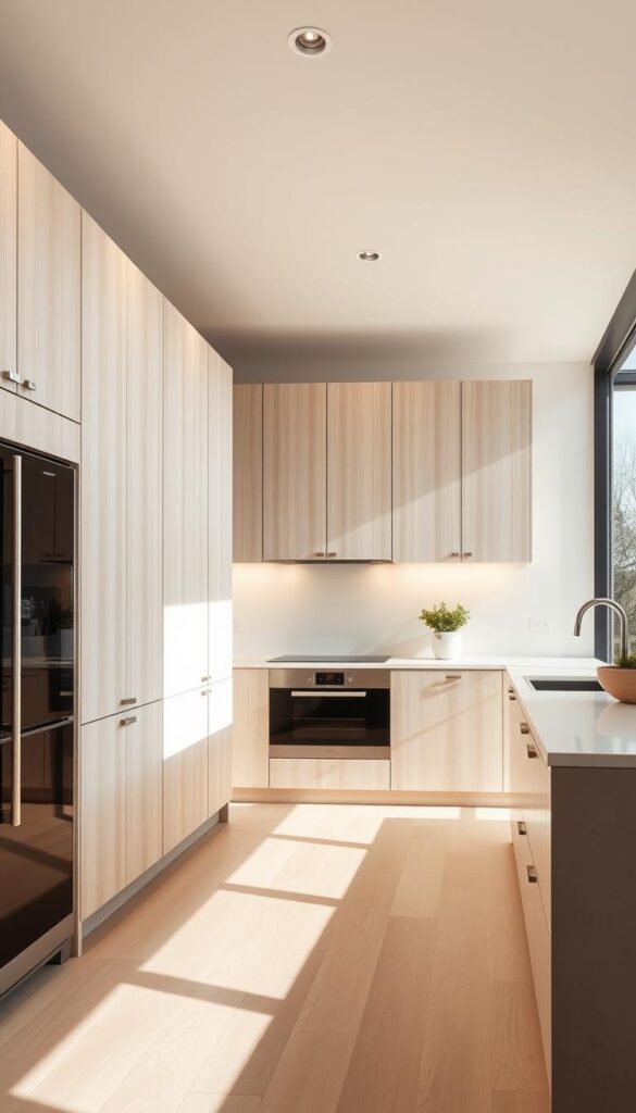 Modern kitchen storage with minimalist cabinets