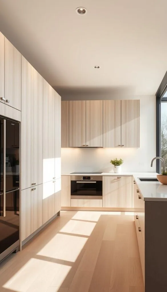 Modern kitchen storage with minimalist cabinets