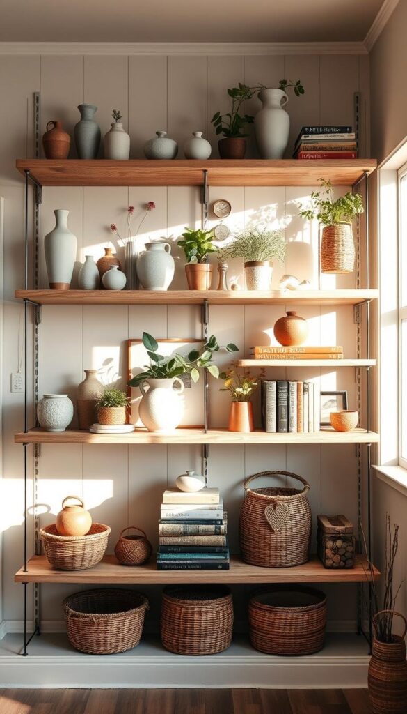 Open shelving inspiration with layered decor