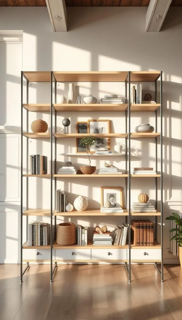 Open shelving organization Open shelving organization