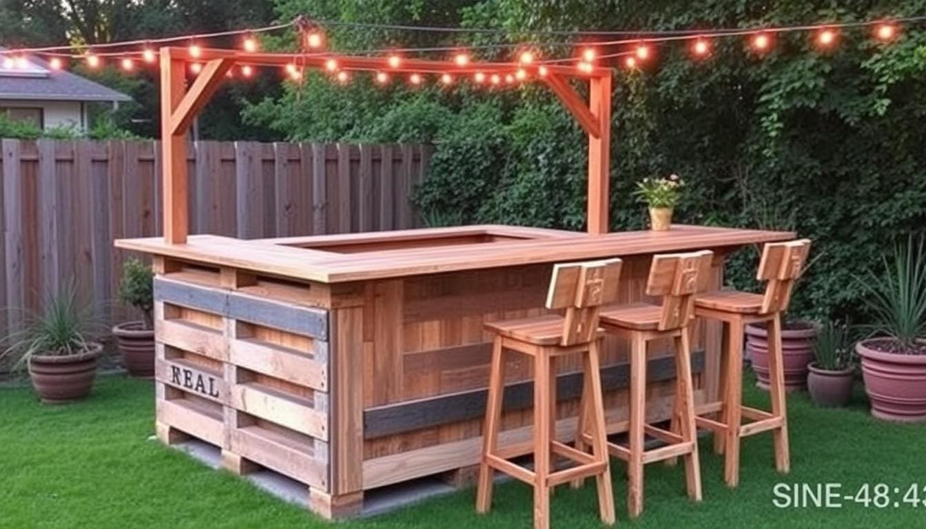 DIY Pallet Outdoor Bar with Stools – Perfect for Backyard Entertaining