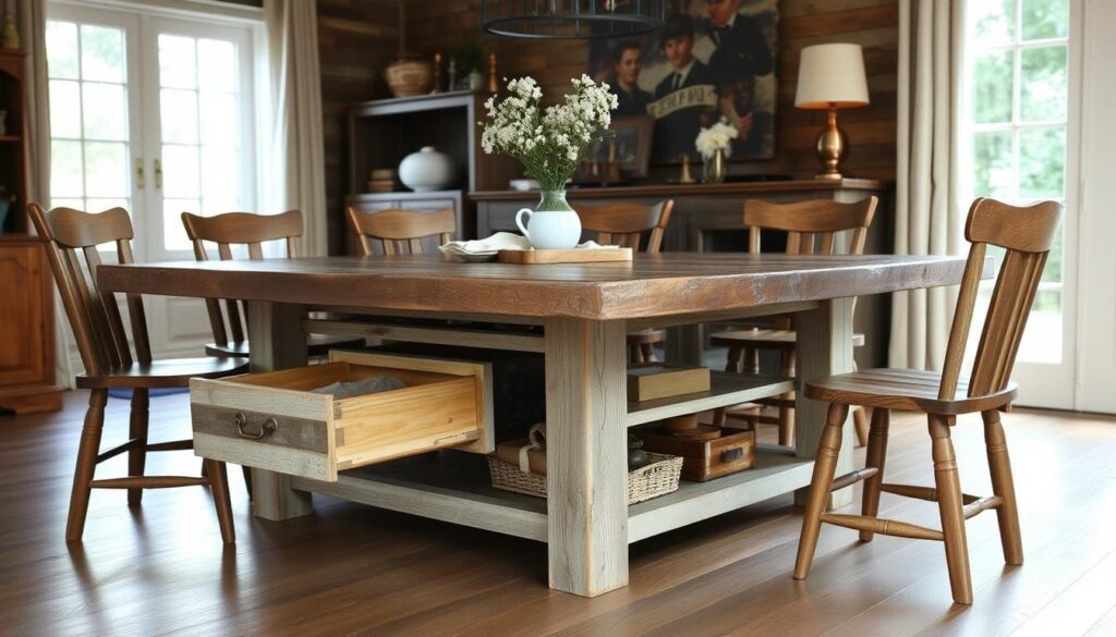 Rustic Dining Table with Storage Rustic Dining Table with Storage