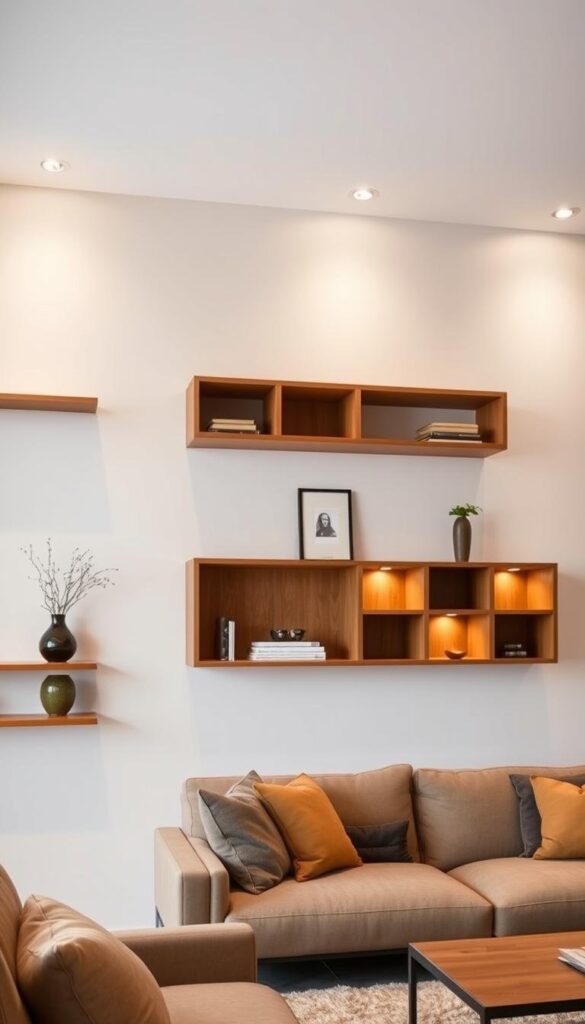 Versatile floating storage units in living room Versatile floating storage units in living room