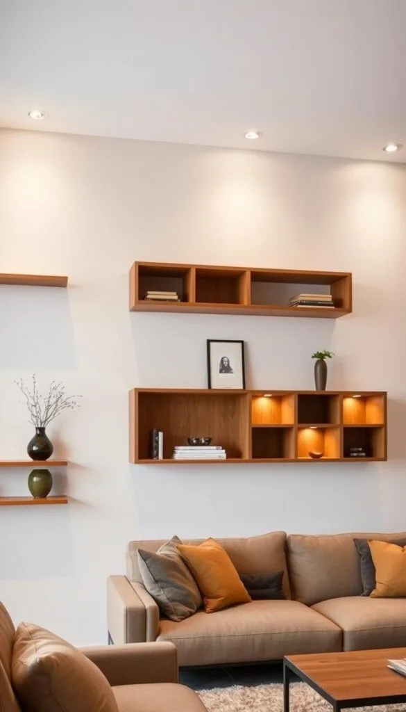 Versatile floating storage units in living room