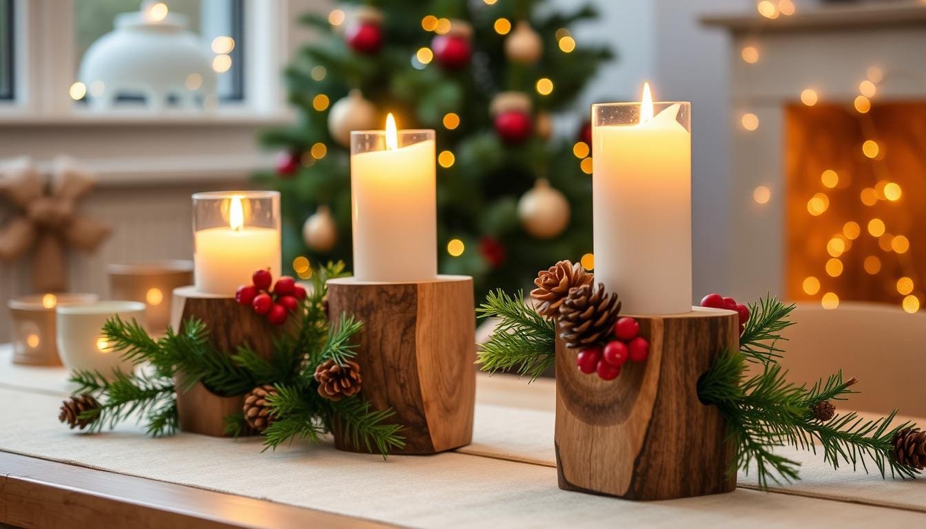 Wooden Candle Holders for Christmas