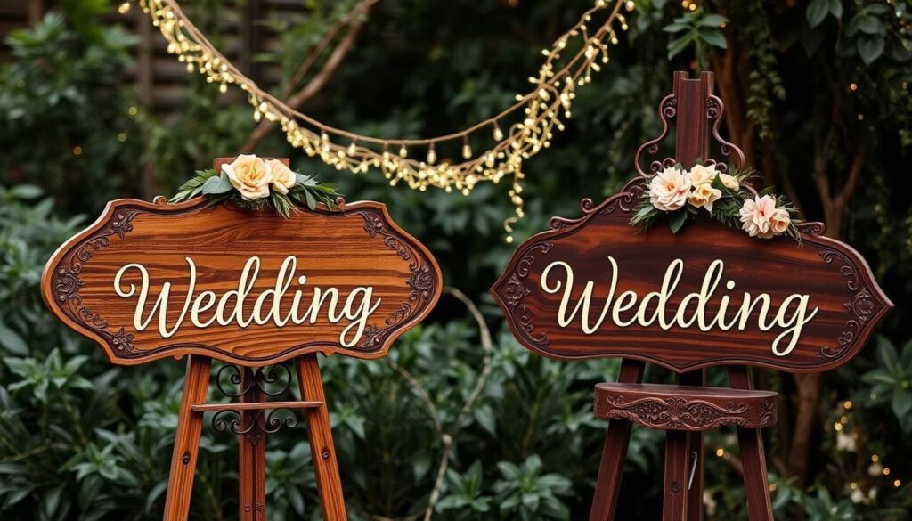 Wooden wedding signs