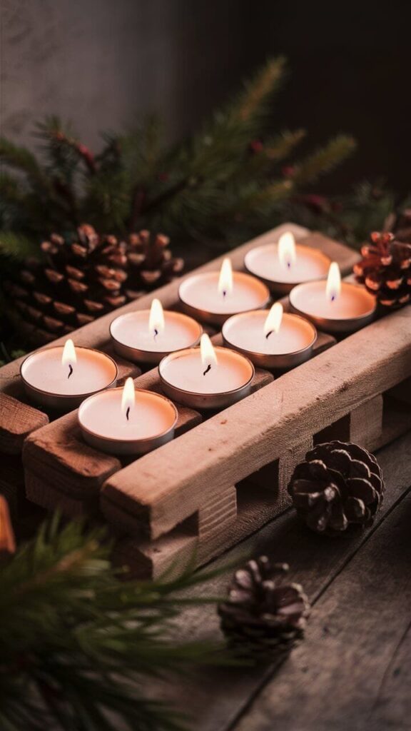 Rustic Pallet Candle Holder