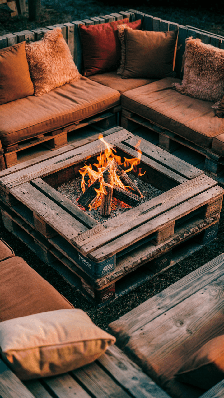 DIY Pallet Fire Pit Seating: Cozy Outdoor Seating on a Budget 🔥🌲