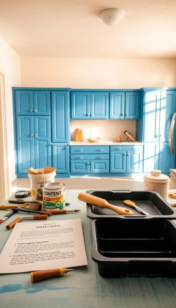 affordable blue kitchen cabinets painting steps