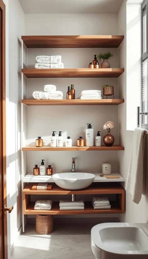 bathroom open shelving ideas