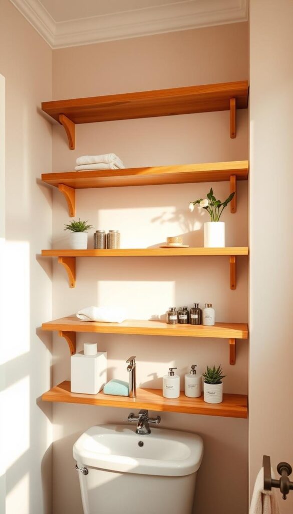bathroom organization shelves