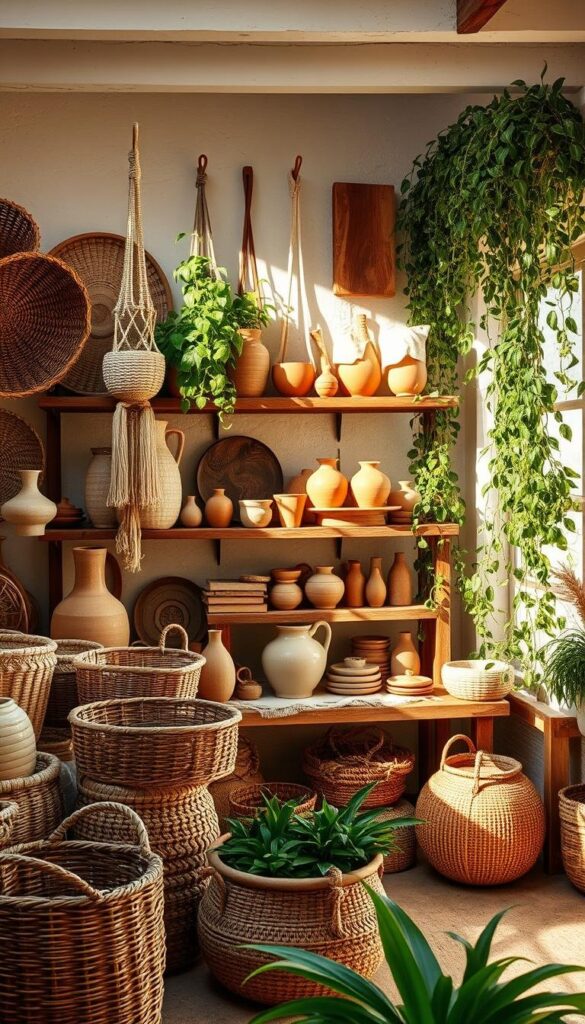 bohemian style shelves materials
