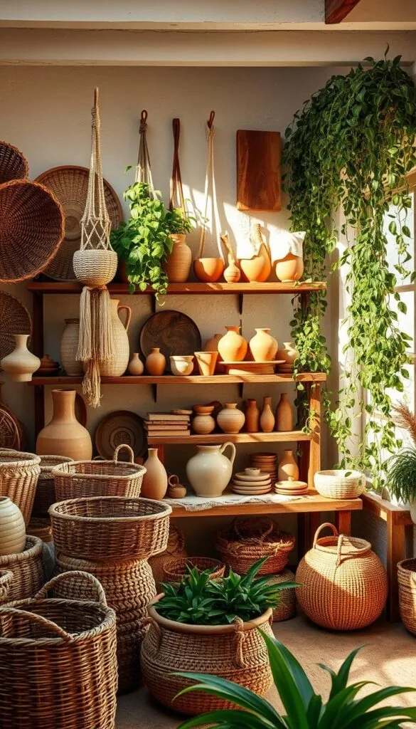 bohemian style shelves materials