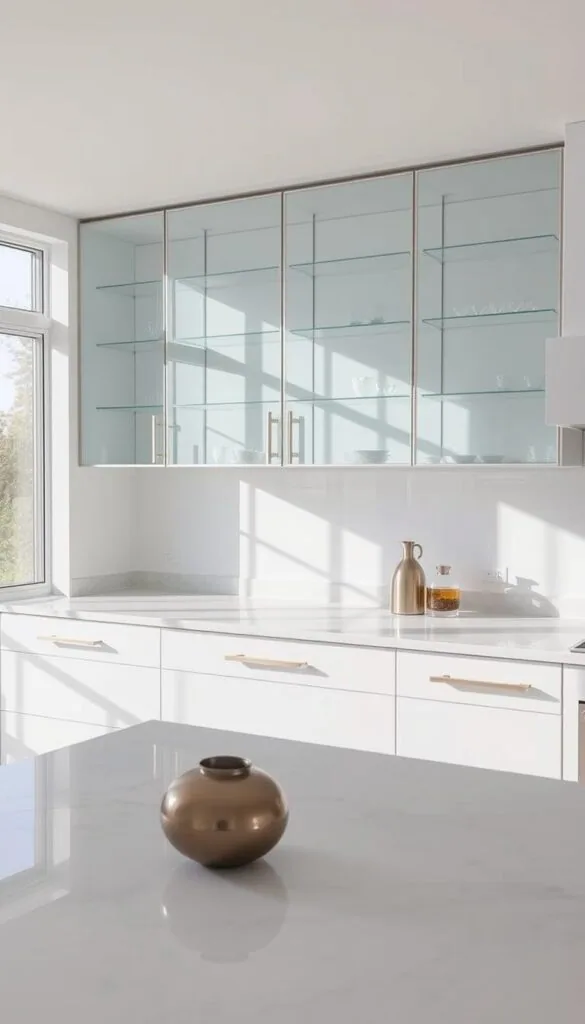 contemporary glass kitchen cabinets