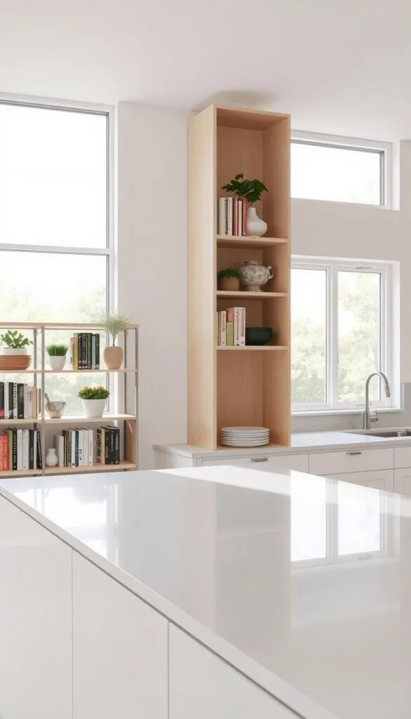 contemporary shelving units in modern kitchens