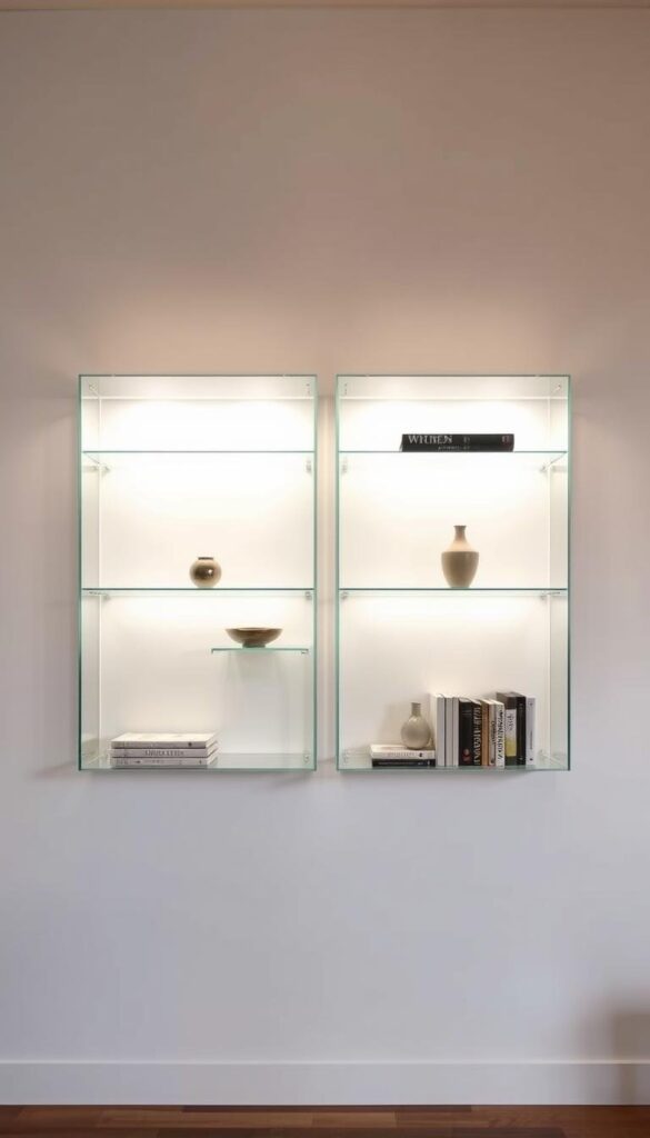 glass floating cabinets