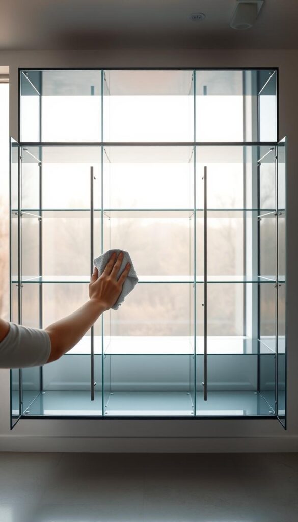 glass floating cabinets maintenance
