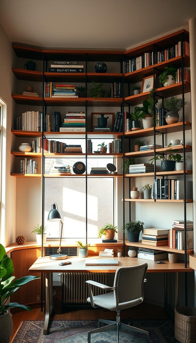 Elevate Your Home Office with Gorgeous Open Shelving