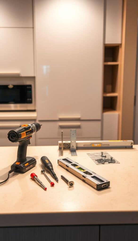 kitchen floating cabinets installation tools
