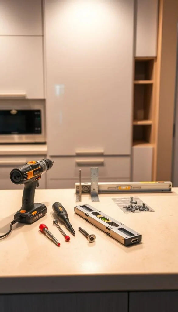 kitchen floating cabinets installation tools
