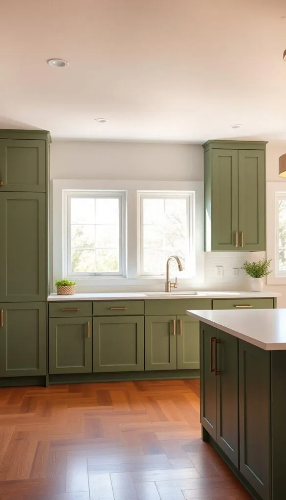modern green kitchen cabinets