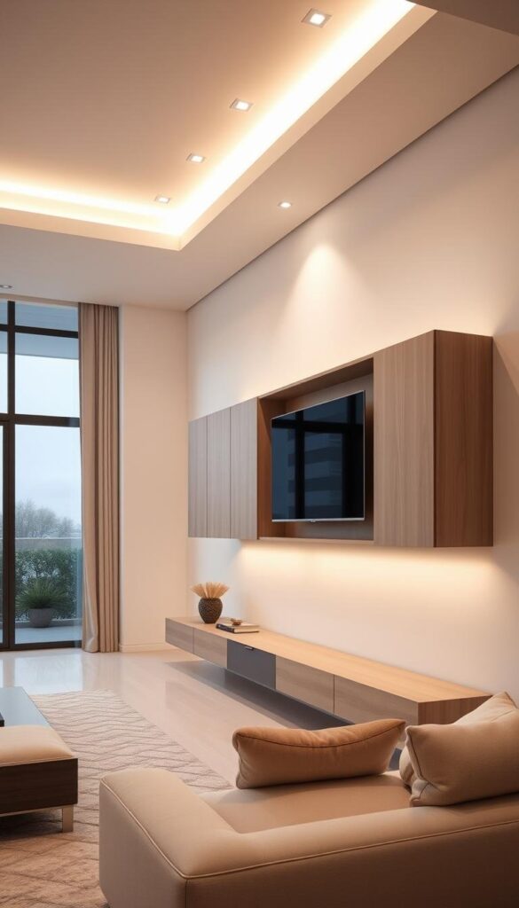 modern living room design with floating cabinets modern living room design with floating cabinets