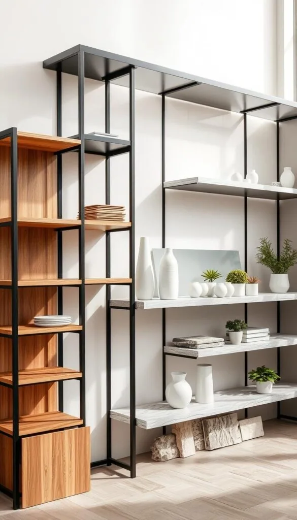 modern open shelving material options