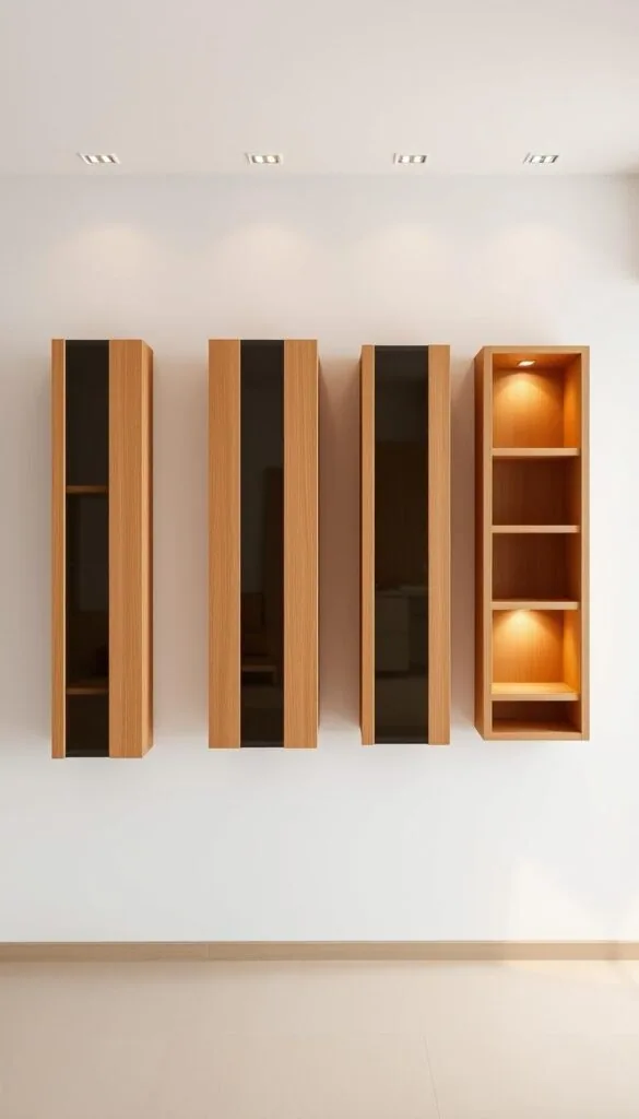 narrow floating cabinets customization ideas