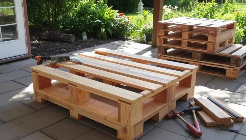 pallet coffee table construction pallet coffee table construction