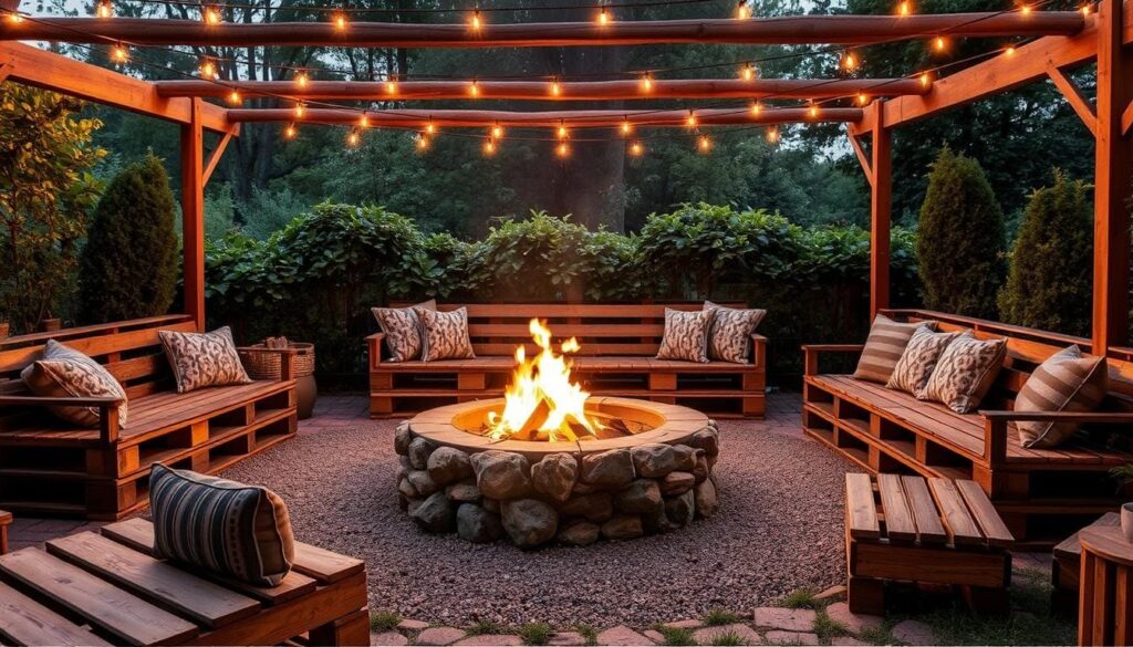 pallet fire pit seating area