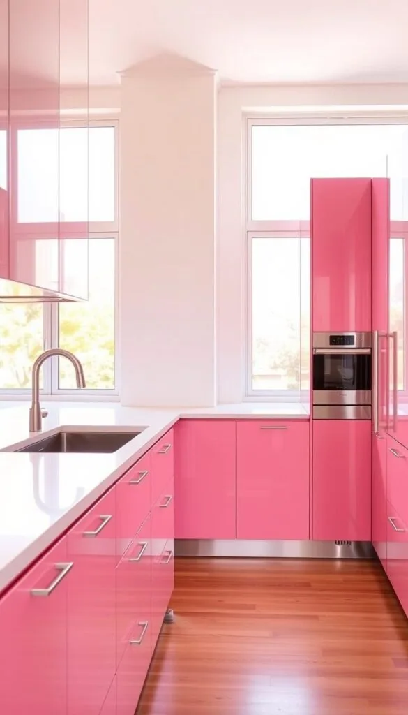 pink kitchen cabinets