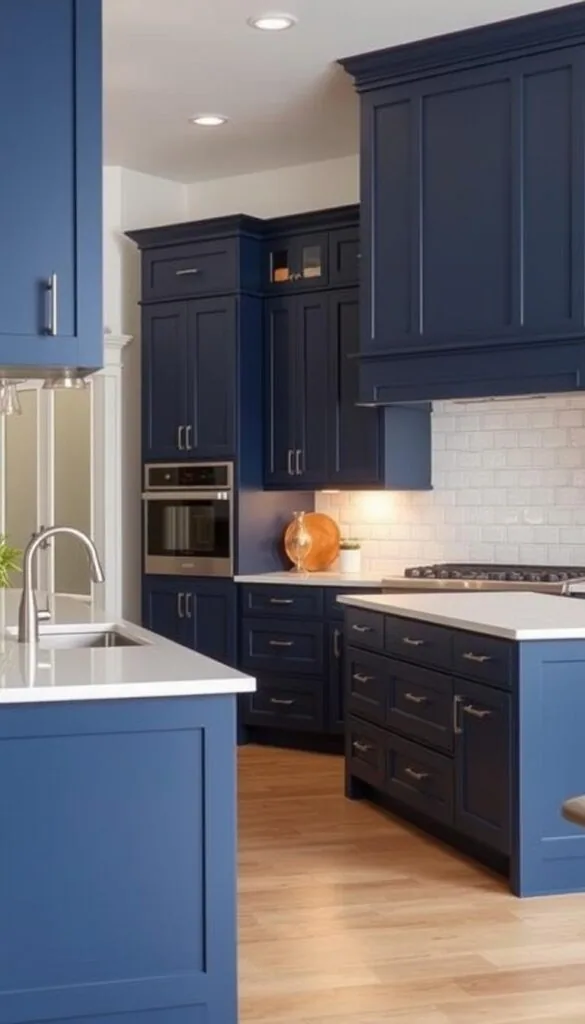 popular blue kitchen cabinets in modern kitchen