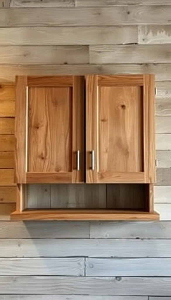 rustic floating cabinets with reclaimed wood details