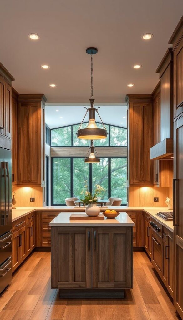 rustic kitchen cabinets in a modern home