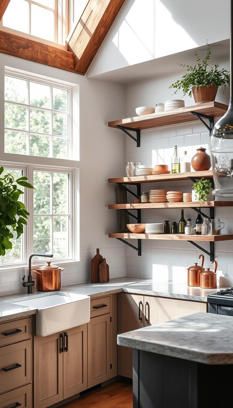 Elevate Your Space with Rustic Open Shelving