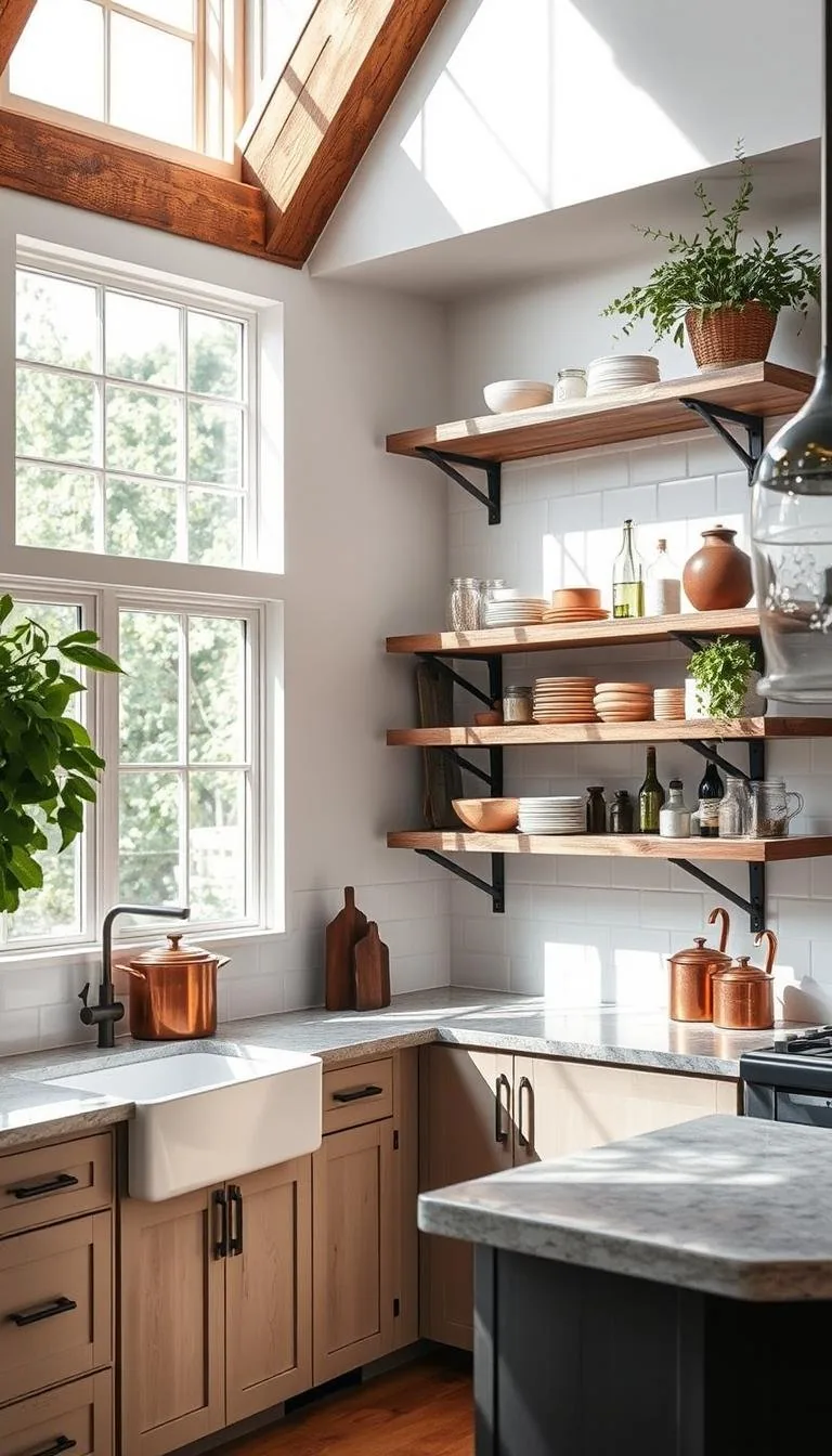 Elevate Your Space with Rustic Open Shelving